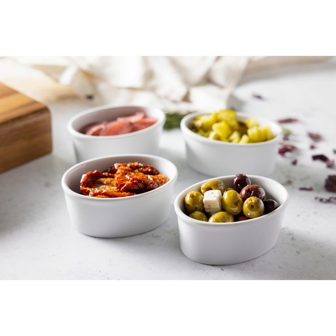 Olympia Whiteware Oval Ramekin - 100mm (12 Pack) • PAS-W445