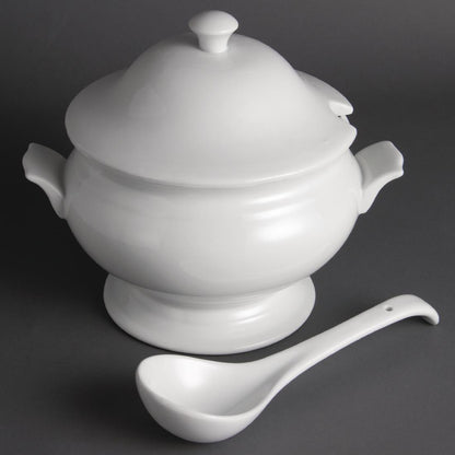 Olympia Whiteware Soup Tureen & Ladle White - 227x250mm • PAS-Y094
