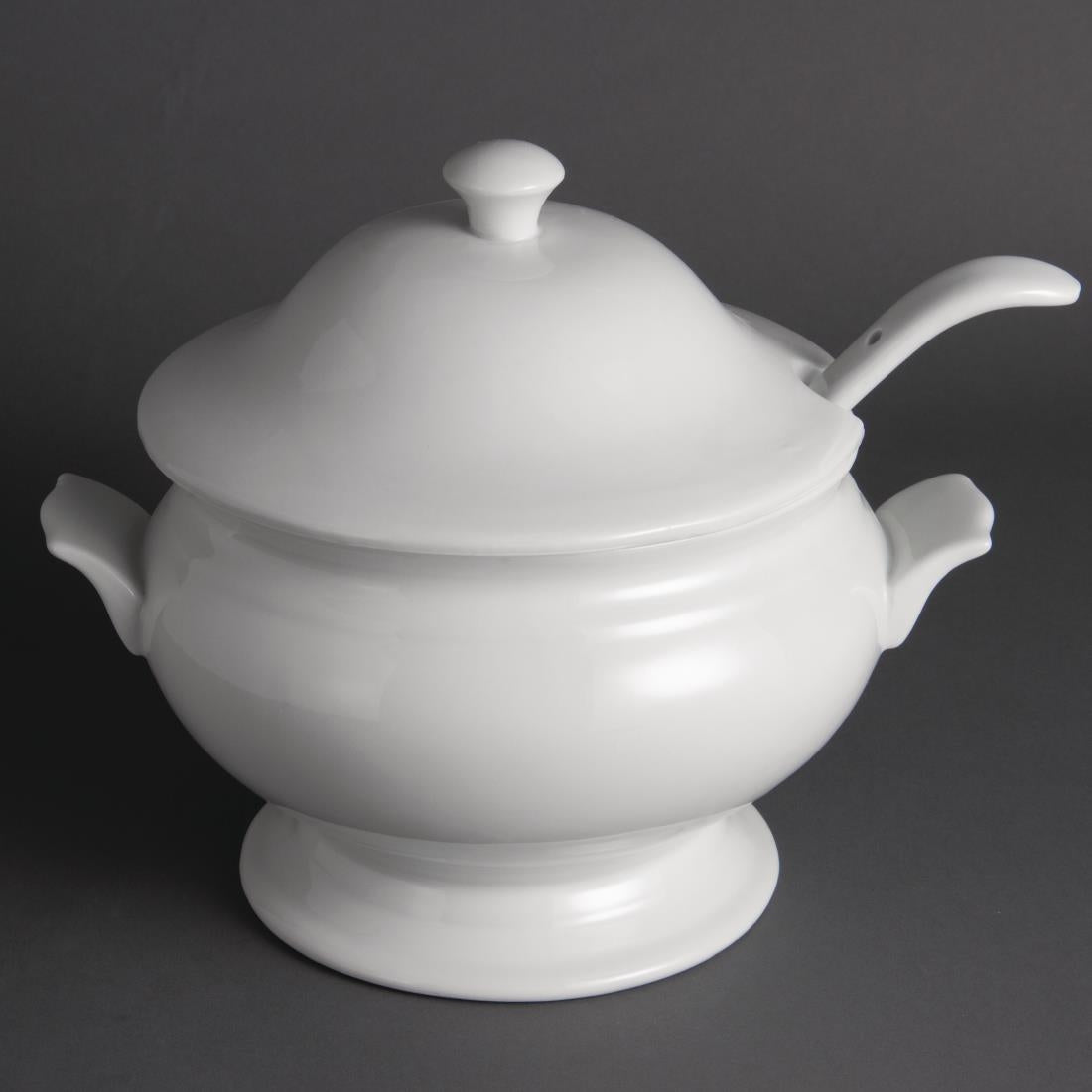 Olympia Whiteware Soup Tureen & Ladle White - 227x250mm • PAS-Y094