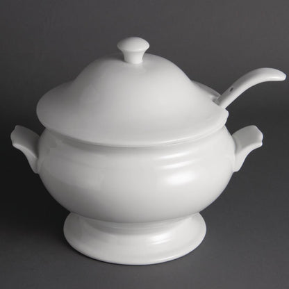 Olympia Whiteware Soup Tureen & Ladle White - 227x250mm • PAS-Y094