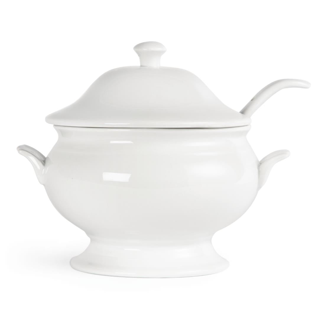 Olympia Whiteware Soup Tureen & Ladle White - 227x250mm • PAS-Y094