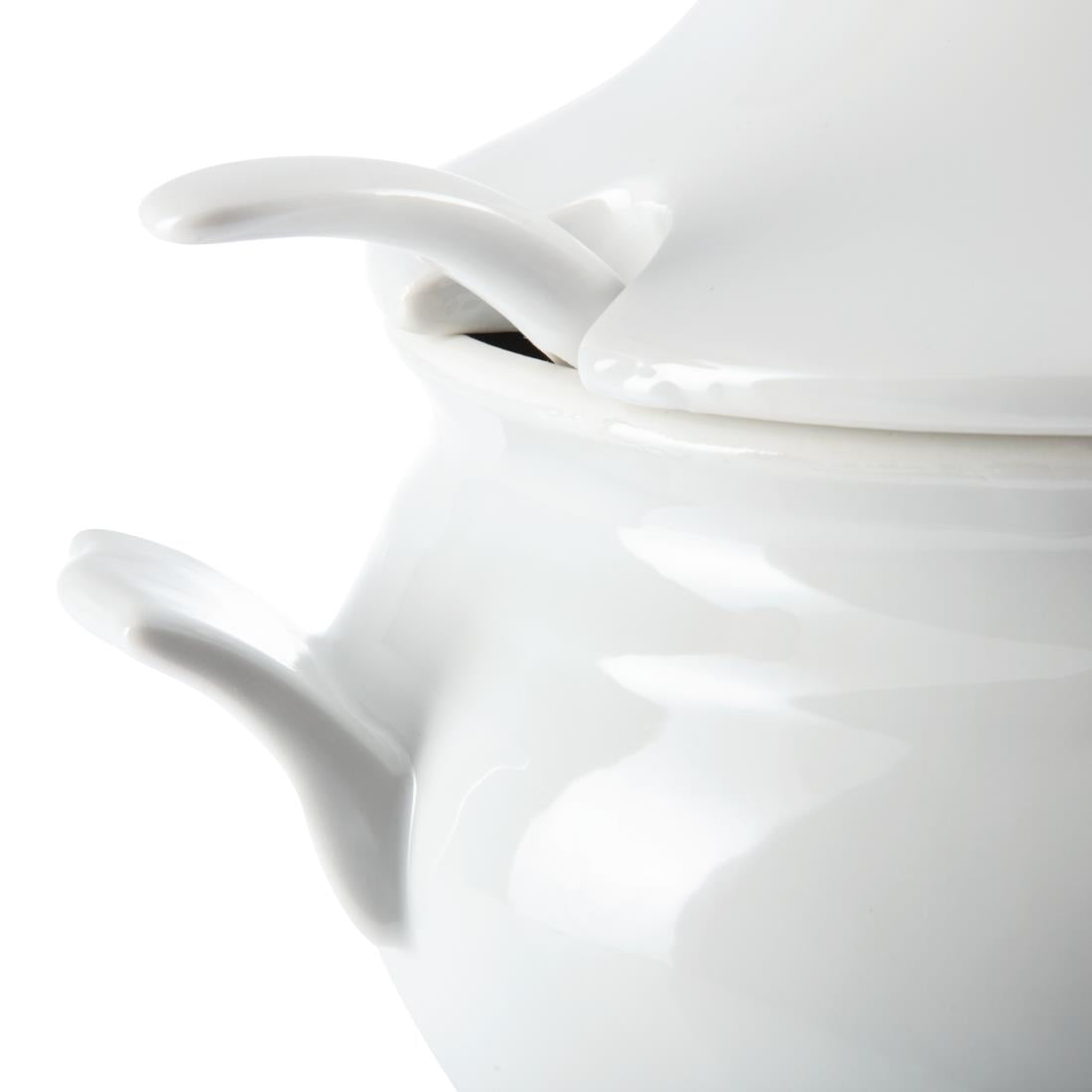 Olympia Whiteware Soup Tureen & Ladle White - 227x250mm • PAS-Y094
