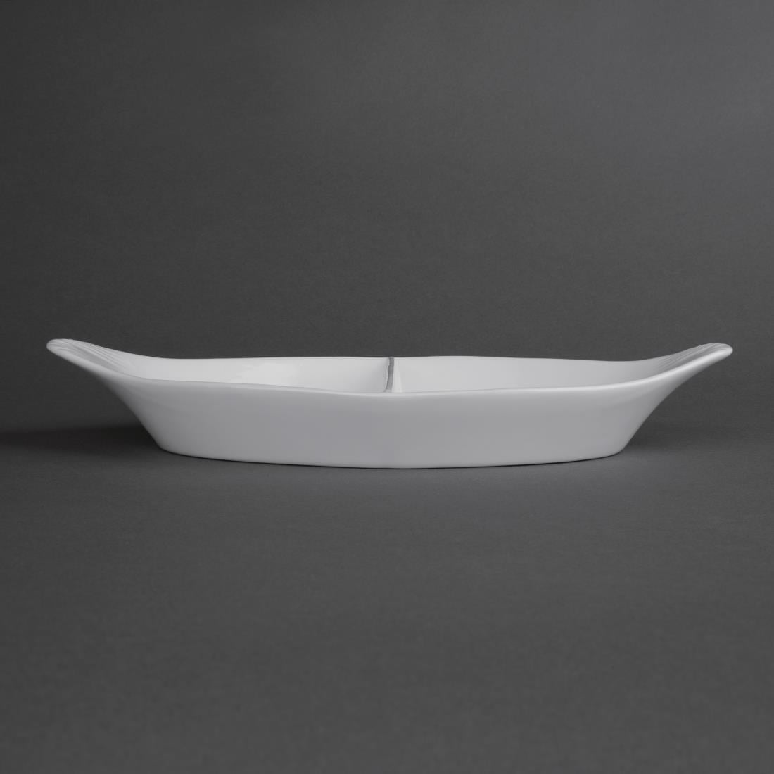 Olympia Divided Oval Eared Dishes 290 x 160mm (6 Pack) • PAS-Y100