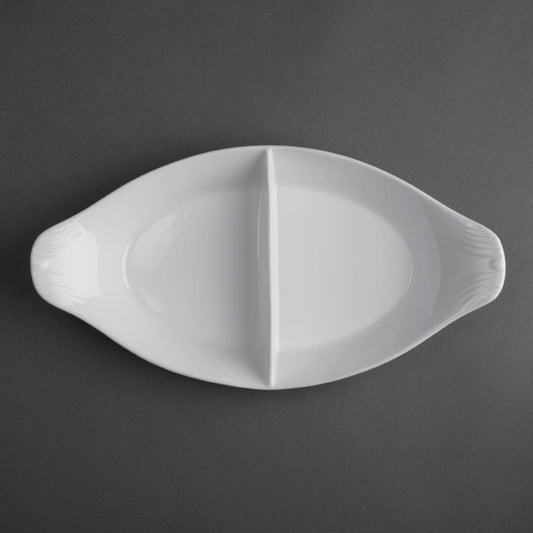 Olympia Divided Oval Eared Dishes 290 x 160mm (6 Pack) • PAS-Y100