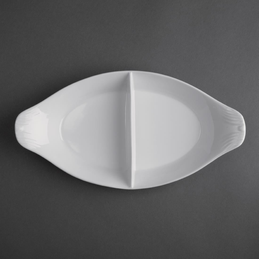Olympia Divided Oval Eared Dishes 290 x 160mm (6 Pack) • PAS-Y100