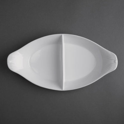 Olympia Divided Oval Eared Dishes 290 x 160mm (6 Pack) • PAS-Y100
