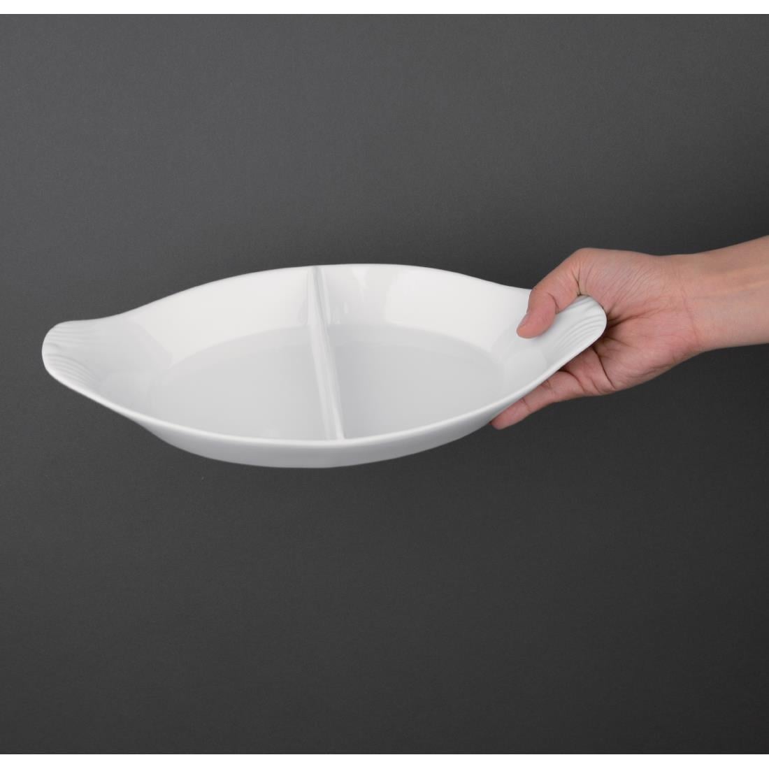 Olympia Divided Oval Eared Dishes 290 x 160mm (6 Pack) • PAS-Y100