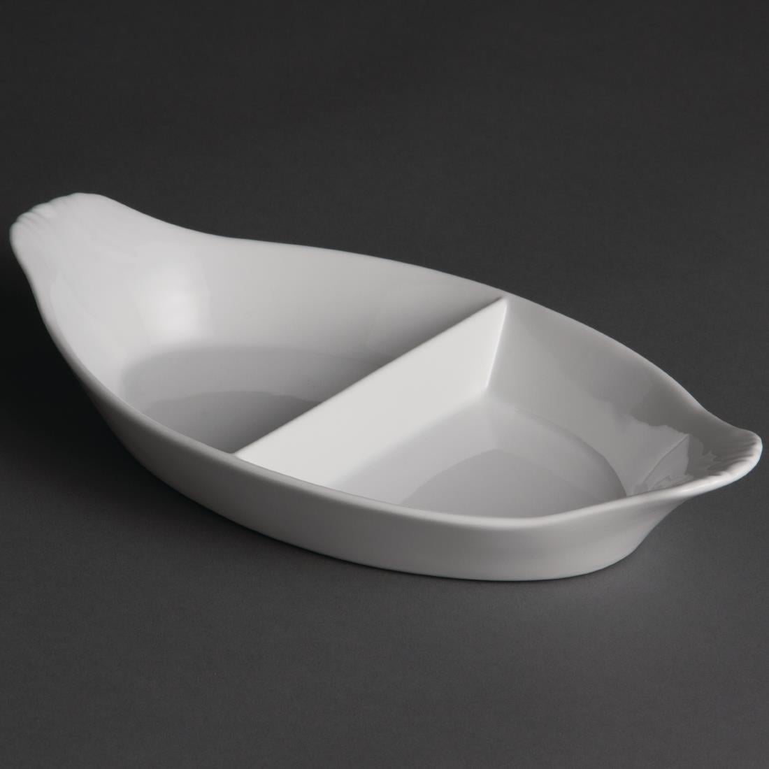 Olympia Divided Oval Eared Dishes 290 x 160mm (6 Pack) • PAS-Y100