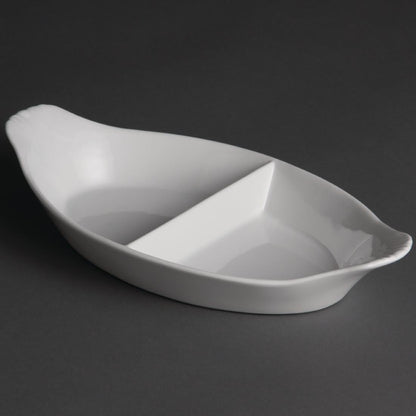 Olympia Divided Oval Eared Dishes 290 x 160mm (6 Pack) • PAS-Y100
