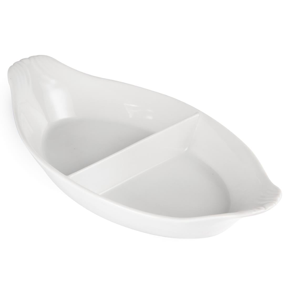 Olympia Divided Oval Eared Dishes 290 x 160mm (6 Pack) • PAS-Y100