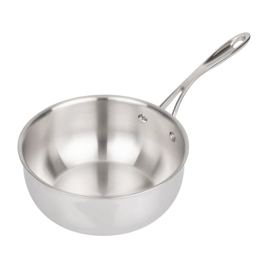 Vogue Stainless Steel & Aluminium Tri-Wall Flared Sauté Pan 200mm • PAS-Y240