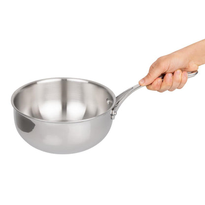 Vogue Stainless Steel & Aluminium Tri-Wall Flared Sauté Pan 200mm • PAS-Y240
