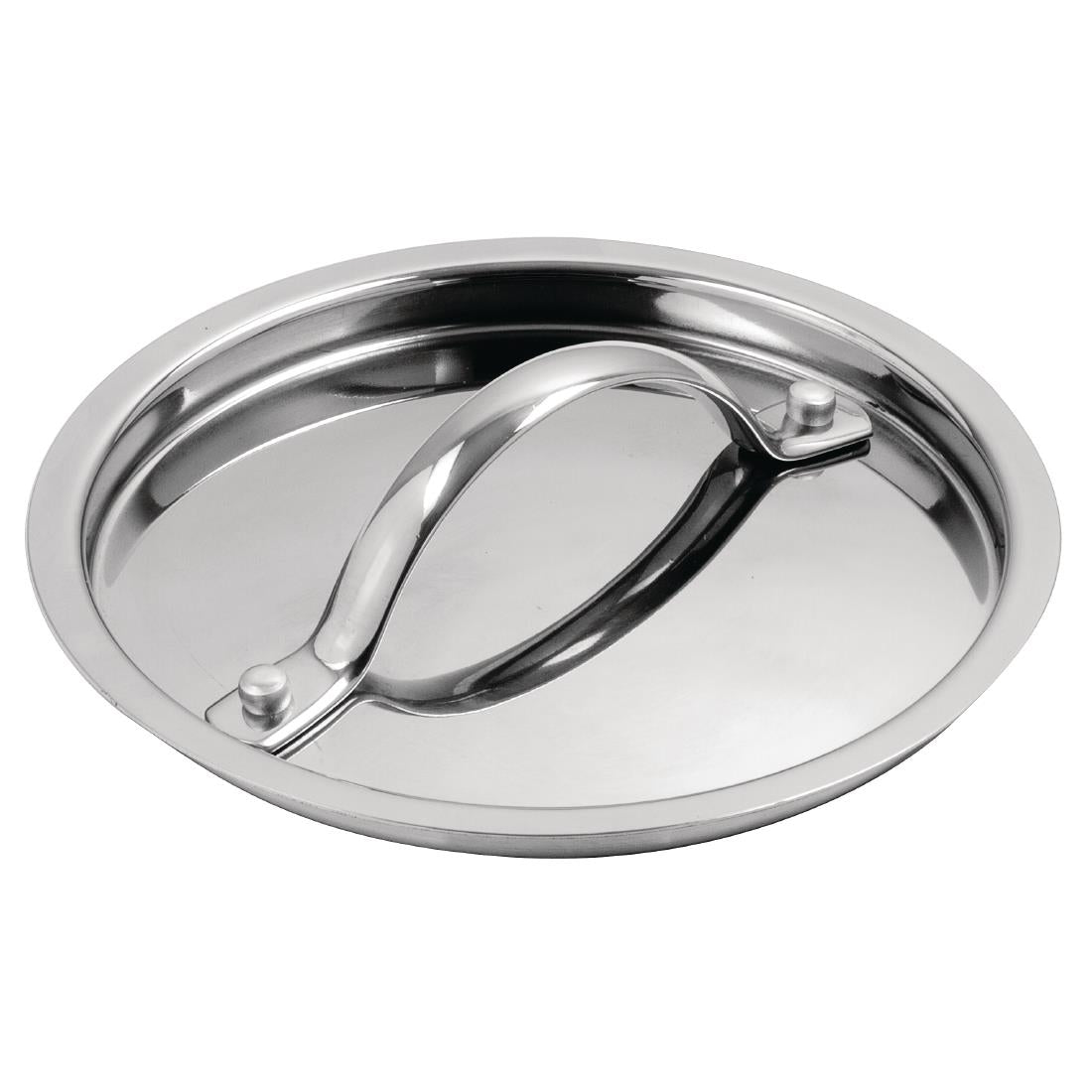 Vogue Stainless Steel & Aluminium Tri-Wall Saucepan Lid 140mm (Size:140mm. Material: Stainless steel & aluminium. Compatible with: CX029.) • PAS-Y422