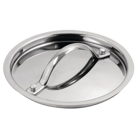 Vogue Stainless Steel & Aluminium Tri-Wall Saucepan Lid 140mm (Size:140mm. Material: Stainless steel & aluminium. Compatible with: CX029.) • PAS-Y422
