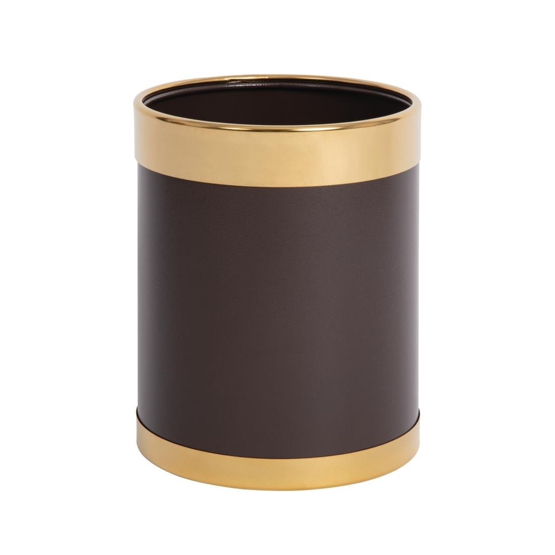 Bolero Waste Paper Bin Brown with Gold Rim 10.2Ltr • PAS-Y804