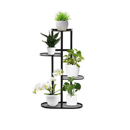 SOGA 4 Tier 5 Pots Black Metal Plant Rack Flowerpot Storage Display Stand Holder Home Garden Decor LUZ-FPotH29