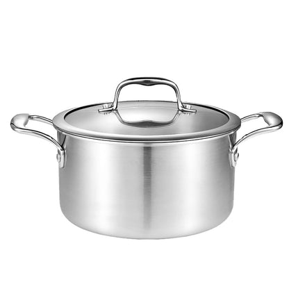 SOGA 22cm Stainless Steel Soup Pot Stock Cooking Stockpot Heavy Duty Thick Bottom with Glass Lid LUZ-CasseroleTRISPE22