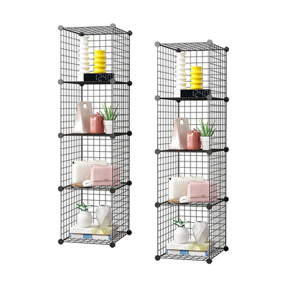 SOGA 2X Black Portable 4 Tier Cube Storage Organiser Foldable DIY Modular Grid Space Saving Shelf LUZ-NetBox1004X2