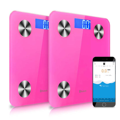SOGA 2X Wireless Bluetooth Digital Body Fat Scale Bathroom Health Analyser Weight Pink LUZ-BodyFatScaleBluetoothPinkX2