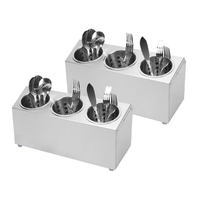 SOGA 2X 18/10 Stainless Steel Commercial Conical Utensils Cutlery Holder with 3 Holes LUZ-CutleryHolder4601X2