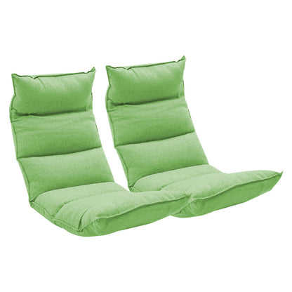 SOGA 2X Foldable Tatami Floor Sofa Bed Meditation Lounge Chair Recliner Lazy Couch Green LUZ-LoungeLeatherGreenX2