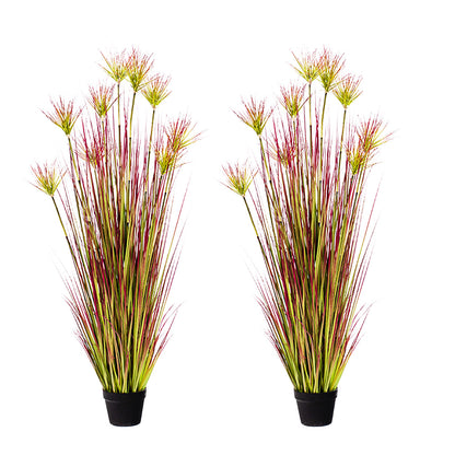 SOGA 2X 150cm Purple-Red Artificial Indoor Potted Papyrus Plant Tree Fake Simulation Decorative LUZ-APlantFH60339X2