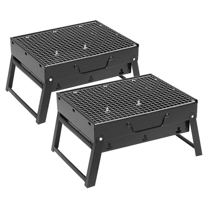 SOGA 2X 43cm Portable Folding Thick Box-type Charcoal Grill for Outdoor BBQ Camping LUZ-CharcoalBBQGrillBoxLGEX2