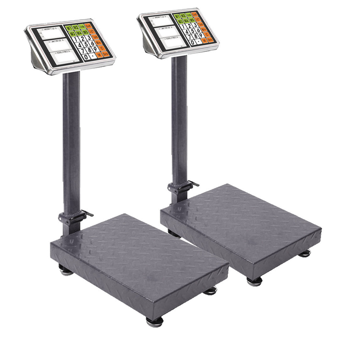 SOGA 2X 300kg Electronic Digital Platform Scale Computing Shop Postal Weight Black LUZ-300kgPlatformScalesBlackX2