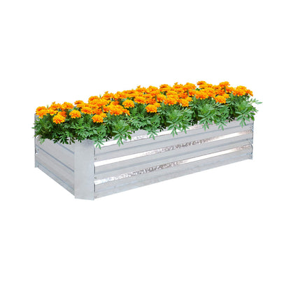 SOGA 120cm Rectangle Galvanised Raised Garden Bed Vegetable Herb Flower Outdoor Planter Box LUZ-MetalBSil518