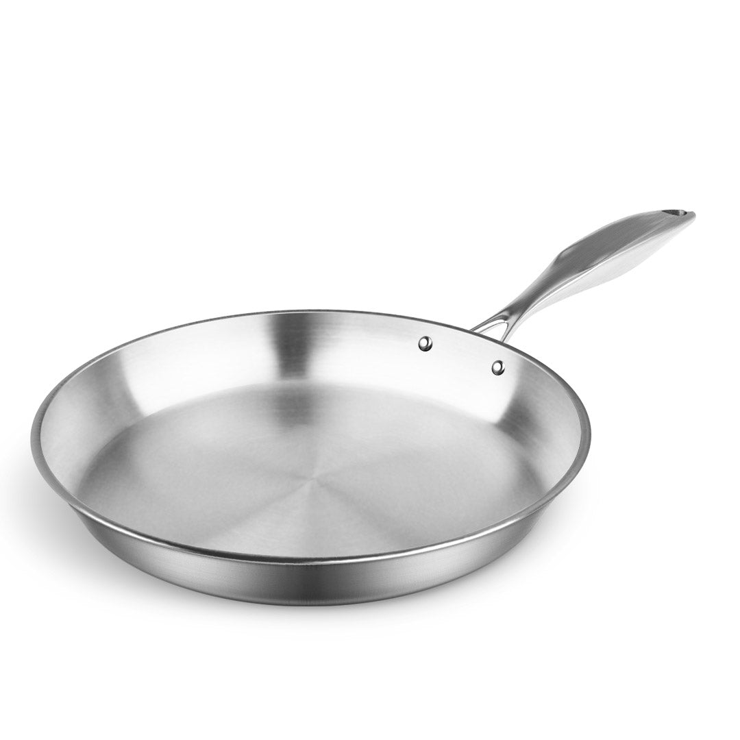 SOGA Stainless Steel Fry Pan 24cm Frying Pan Top Grade Induction Cooking FryPan LUZ-FryPanSS2862A24CM