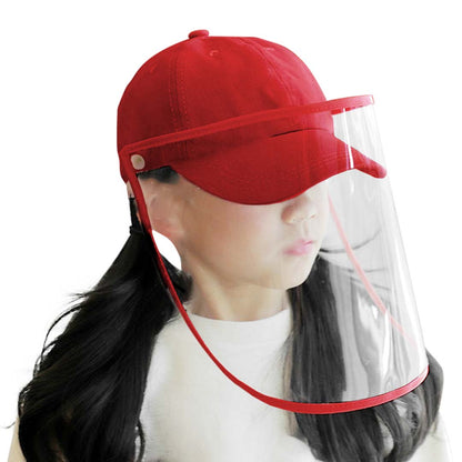 Outdoor Protection Hat Anti-Fog Pollution Dust Protective Cap Full Face HD Shield Cover Kids Red LUZ-HatKidsRED