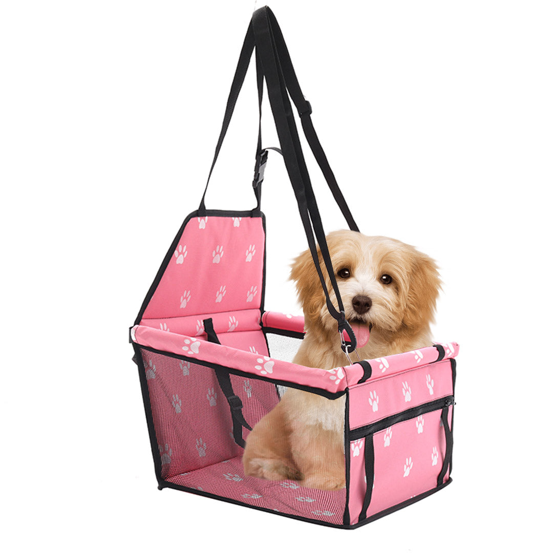 SOGA Waterproof Pet Booster Car Seat Breathable Mesh Safety Travel Portable Dog Carrier Bag Pink LUZ-CarPetBag013PNK