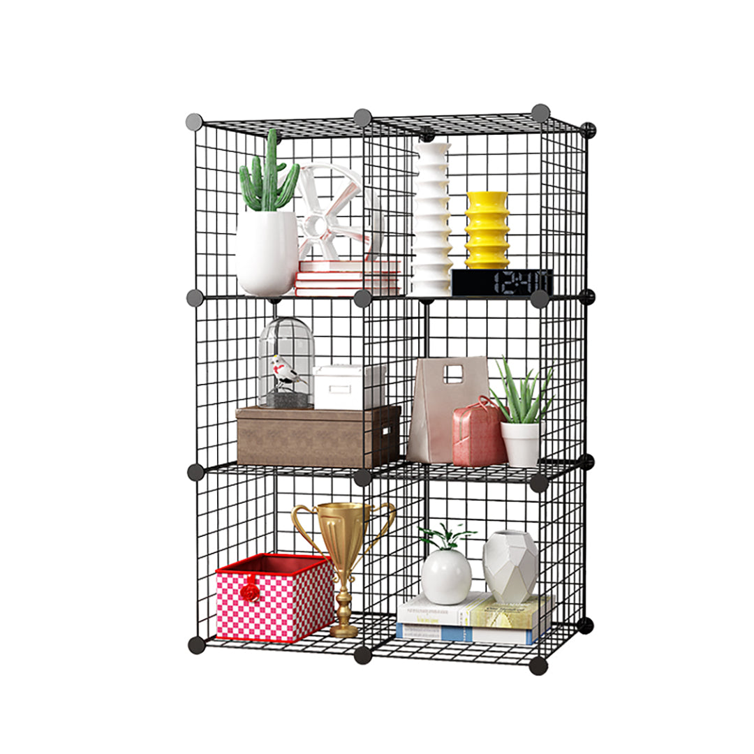 SOGA Black Portable 6-Cube Storage Organiser Foldable DIY Modular Grid Space Saving Shelf LUZ-NetBox2006