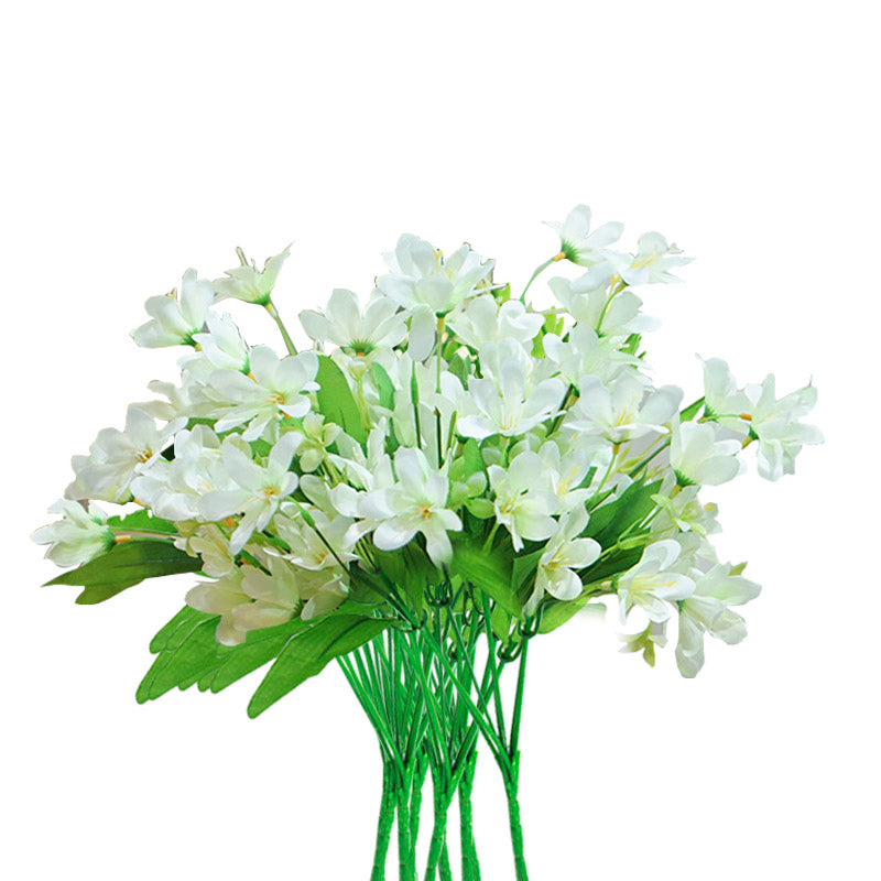 SOGA 10 Bunch Artificial Silk Lilium nanum 6 Heads Flower Fake Bridal Bouquet Table Decor White LUZ-HO-F005