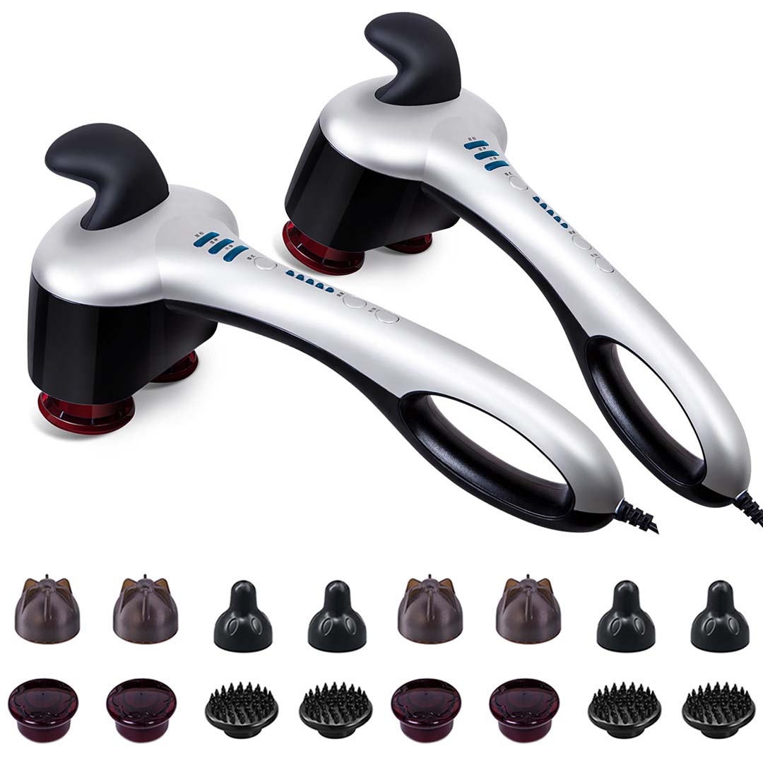 SOGA 2X Portable Handheld Massager Soothing Heat Stimulate Blood Flow Foot Shoulder LUZ-Massager806KSilverX2