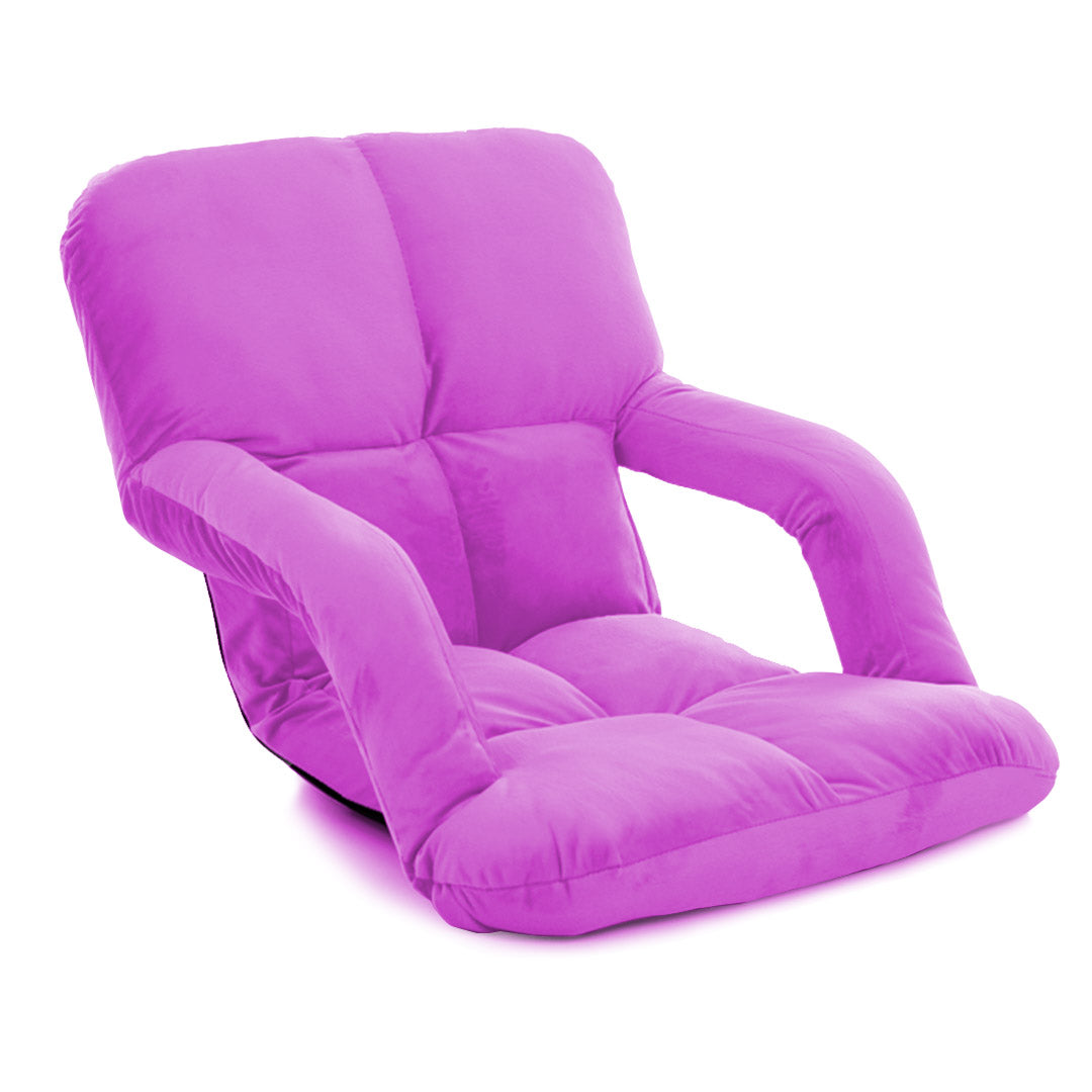 SOGA  Foldable Lounge Cushion Adjustable Floor Lazy Recliner Chair with Armrest Purple LUZ-LoungeKidPurple