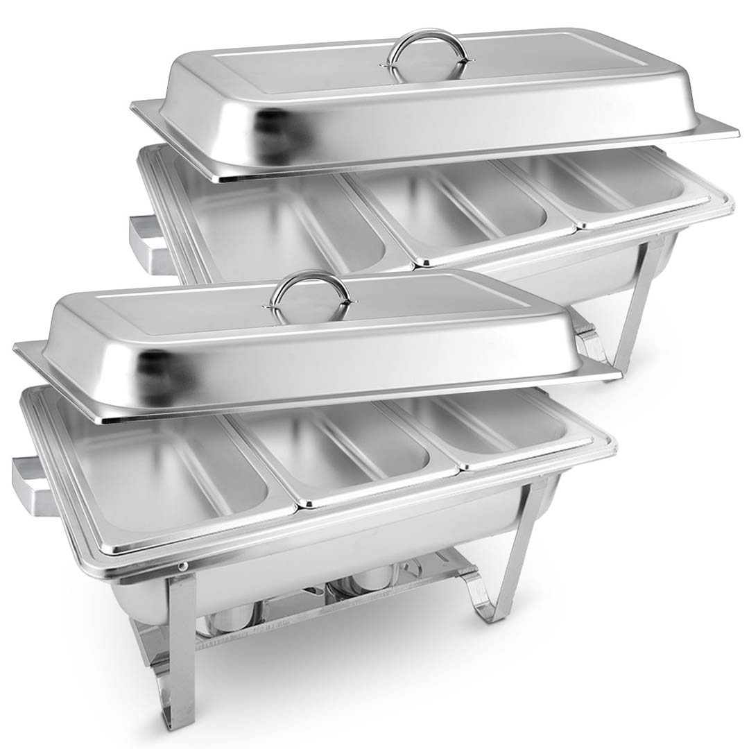 SOGA 2X 3L Triple Tray Stainless Steel Chafing Food Warmer Catering Dish LUZ-ChafingDish56303X2