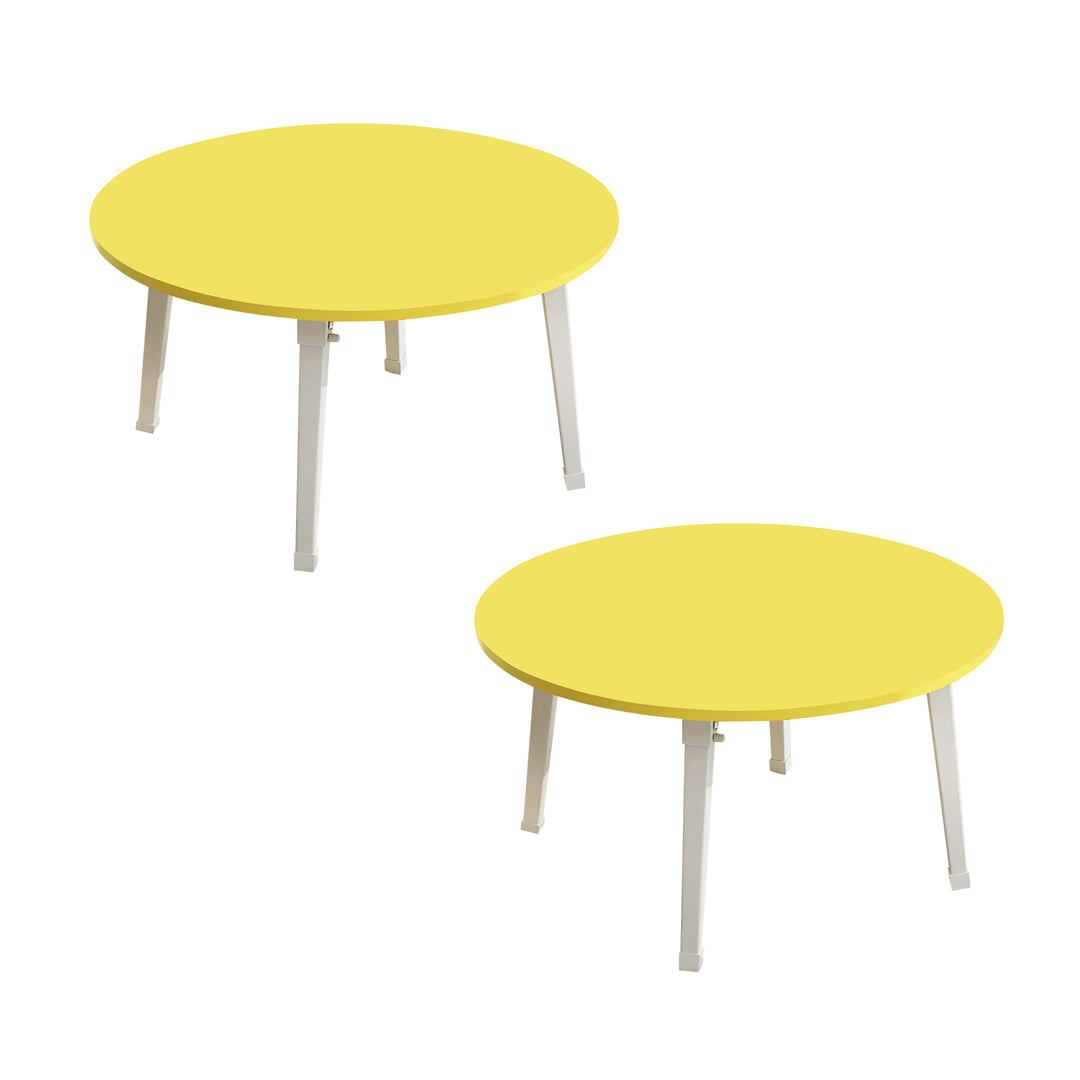 SOGA 2X Yellow Portable Floor Table Small Round Space-Saving Mini Desk Home Decor LUZ-FloorTable507X2