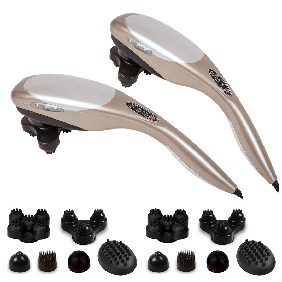 SOGA 2X Hand Held Full Body Massager with 6 attachments Back Pain Therapy LUZ-Massager806C1GreyX2