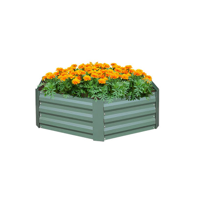 SOGA 60cm Hexagon Shape Galvanised Raised Garden Bed Vegetable Herb Flower Outdoor Planter Box LUZ-MetalBGre520