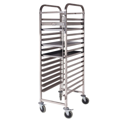 SOGA Gastronorm Trolley 15 Tier Stainless Steel Cake Bakery Trolley Suits 60*40cm Tray LUZ-GastronormRackingTrolley309