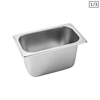 SOGA Gastronorm GN Pan Full Size 1/3 GN Pan 15cm Deep Stainless Steel Tray LUZ-GastronormPans5417X1