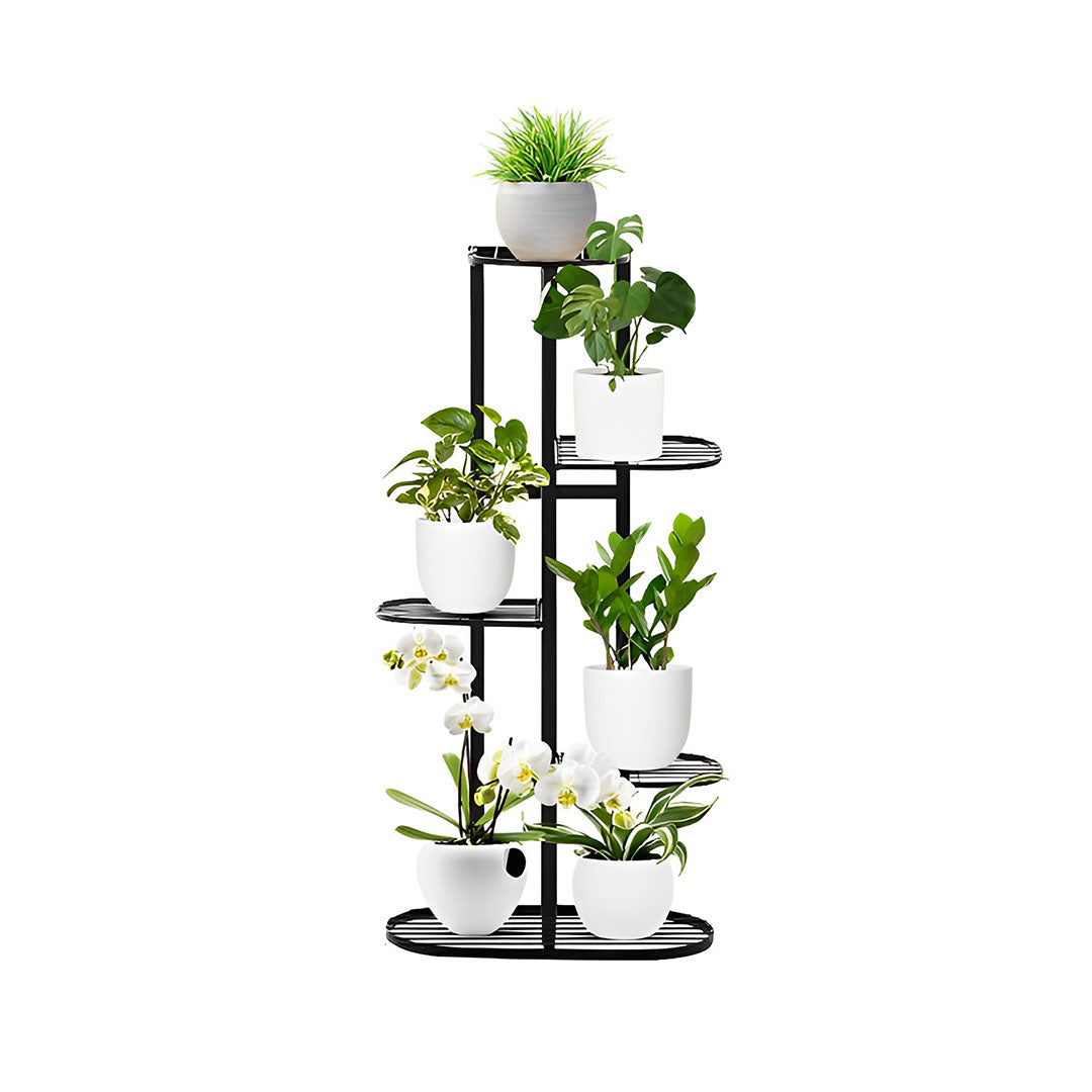 SOGA 5 Tier 6 Pots Black Metal Plant Rack Flowerpot Storage Display Stand Holder Home Garden Decor LUZ-FPotH27