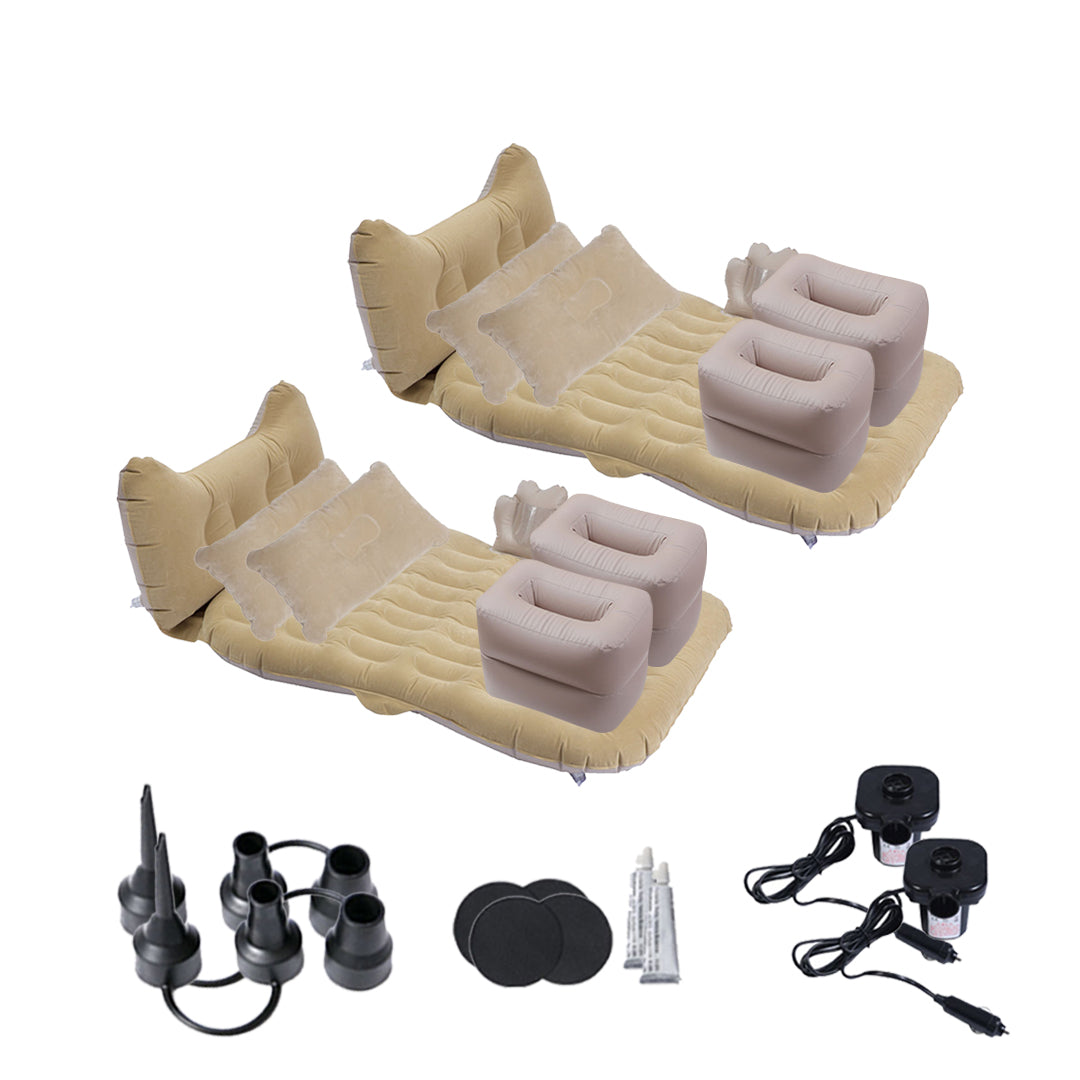 SOGA 2X Beige Honeycomb Inflatable Car Mattress Portable Camping Air Bed Travel Sleeping Kit Essentials LUZ-CarMat012X2