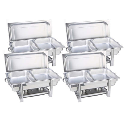SOGA 4X Stainless Steel Chafing Double Tray Catering Dish Food Warmer LUZ-ChafingDish56082X4