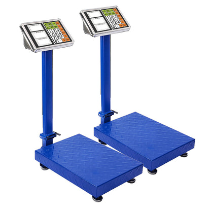 SOGA 2X 150kg Electronic Digital Platform Scale Computing Shop Postal Weight Blue LUZ-150kgPlatformScalesBlueX2