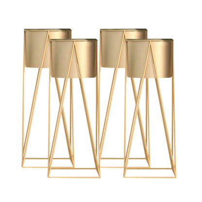 SOGA 4X 50cm Gold Metal Plant Stand with Gold Flower Pot Holder Corner Shelving Rack Indoor Display LUZ-FPotH52GLDX4