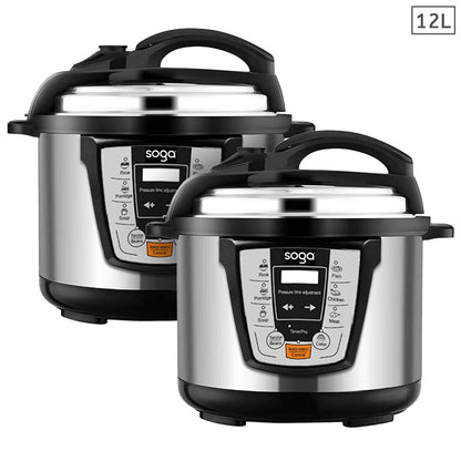 SOGA 2X Electric Stainless Steel Pressure Cooker 12L 1600W Multicooker 16 LUZ-16ElectricPressureCooker12LX2