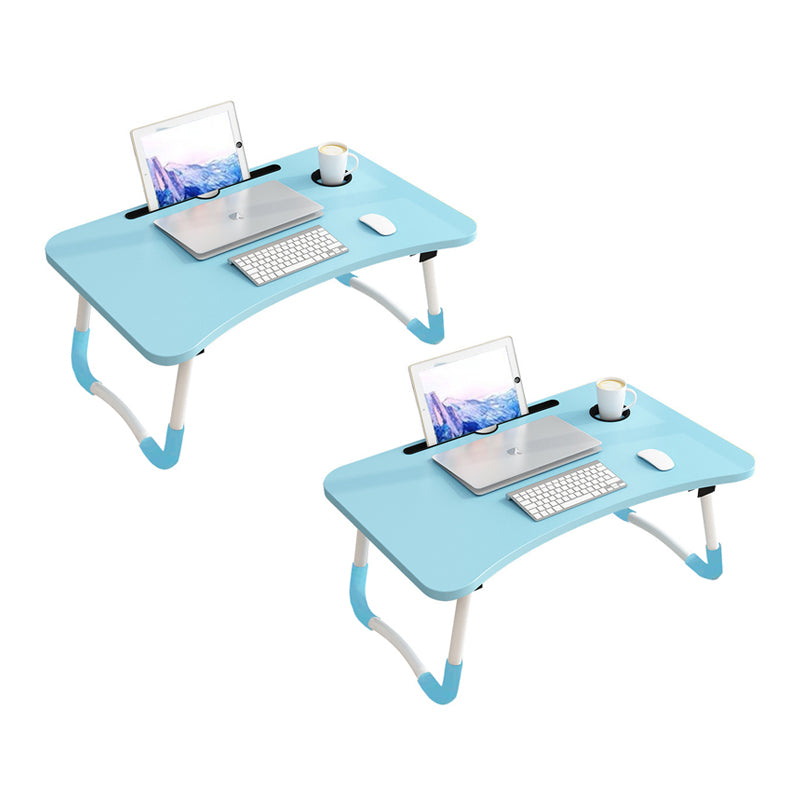 SOGA 2X Blue Portable Bed Table Adjustable Foldable Bed Sofa Study Table Laptop Mini Desk with Notebook Stand Cup Slot Home Decor LUZ-BedTableH303X2