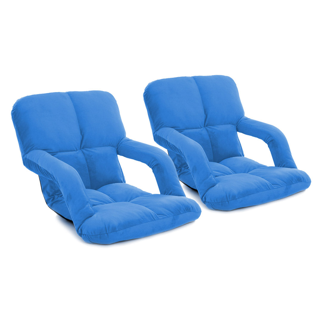 SOGA 2X Foldable Lounge Cushion Adjustable Floor Lazy Recliner Chair with Armrest Blue LUZ-LoungeKidBlueX2